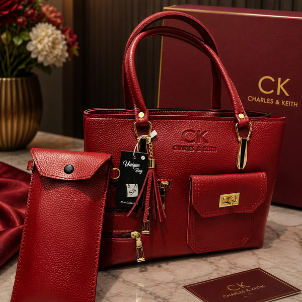LUXURY BROWN LEATHER HANDBAG SET FOR WOMEN