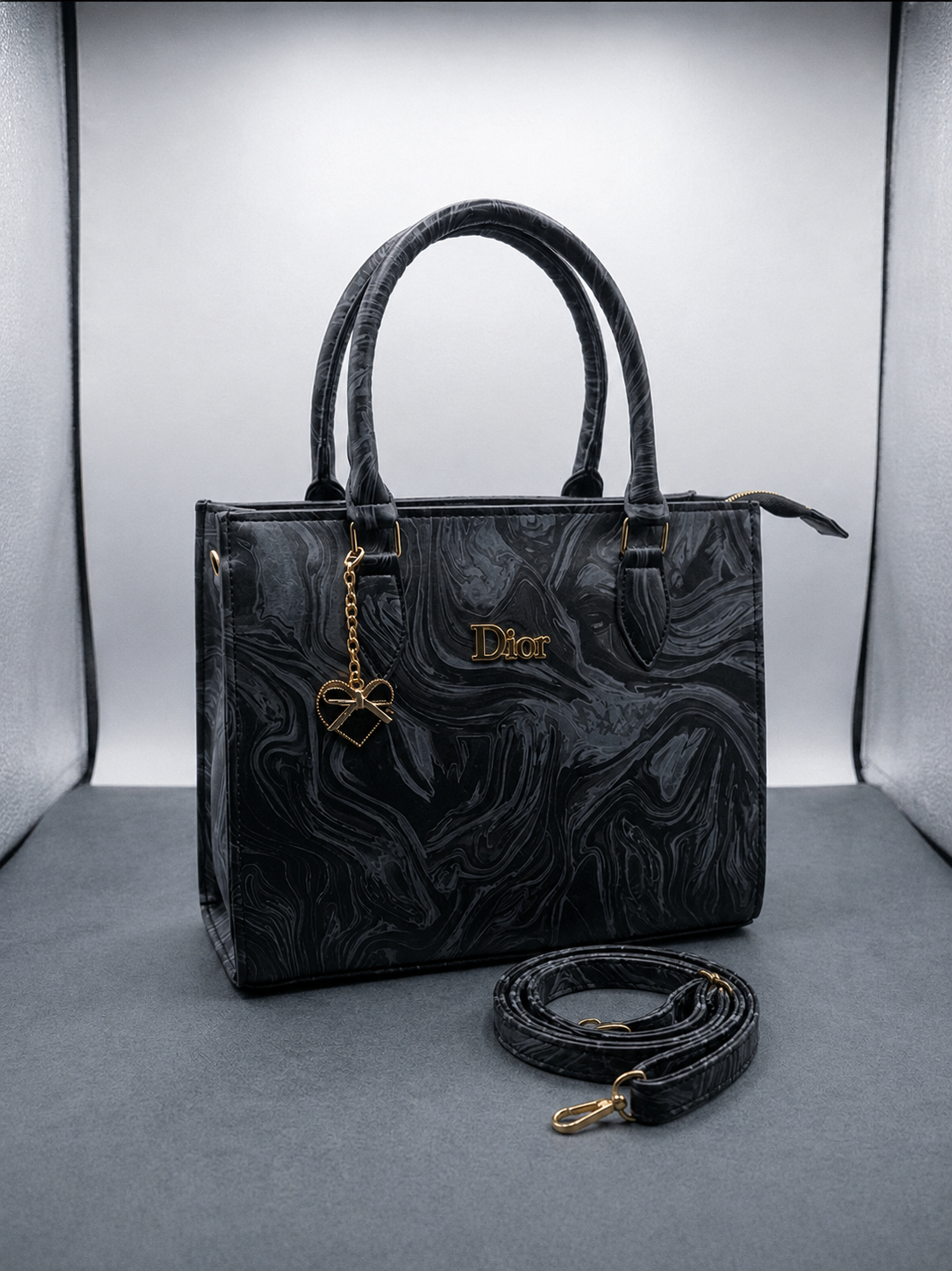 Marble Luxe Structured Tote Bag