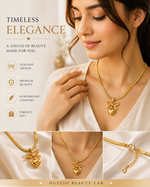 Golden Bow & Heart Necklace | Elegant Statement Pendant