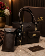 LUXURY BROWN LEATHER HANDBAG SET FOR WOMEN