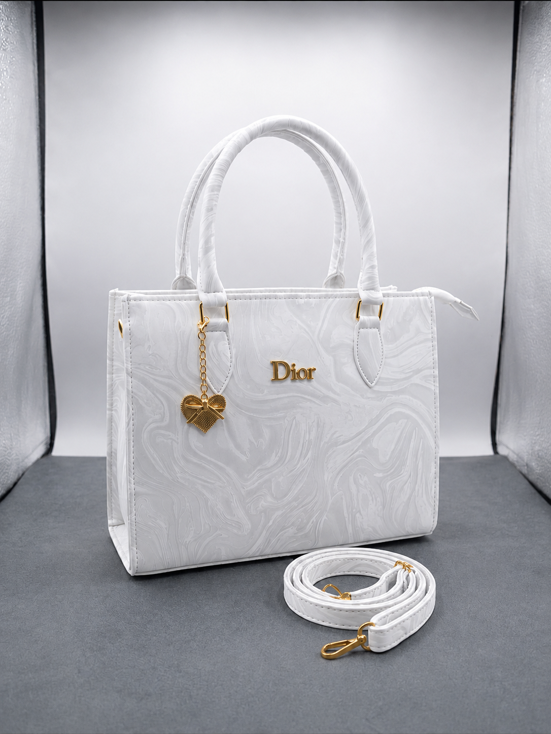Marble Luxe Structured Tote Bag