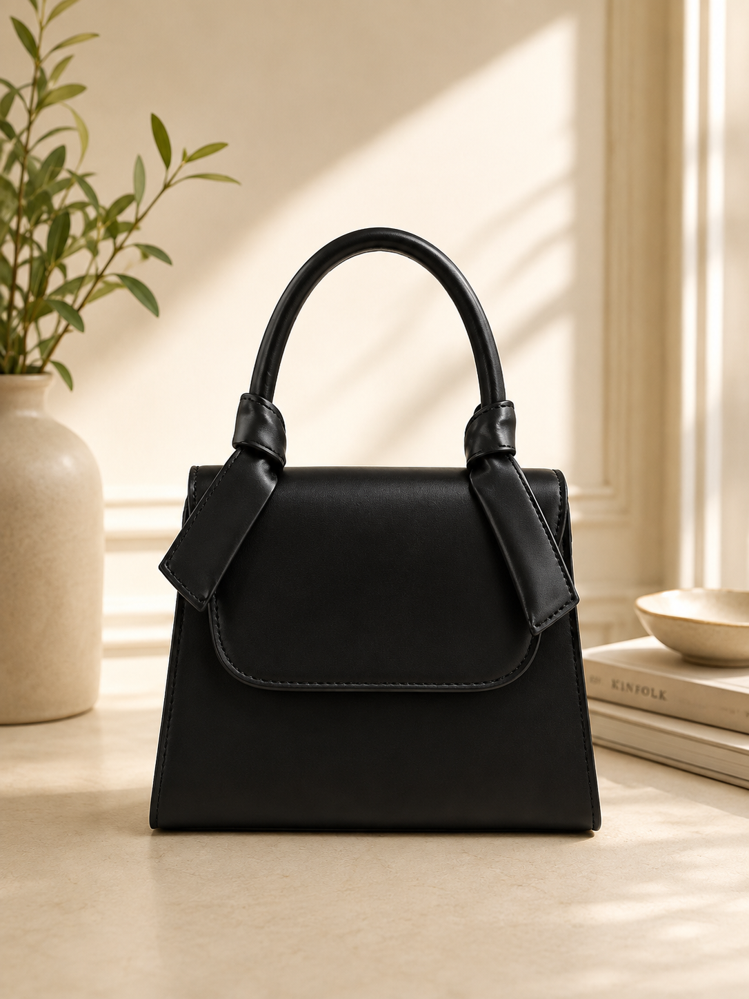 ELEGANT BEIGE STRUCTURED HANDBAG FOR WOMEN