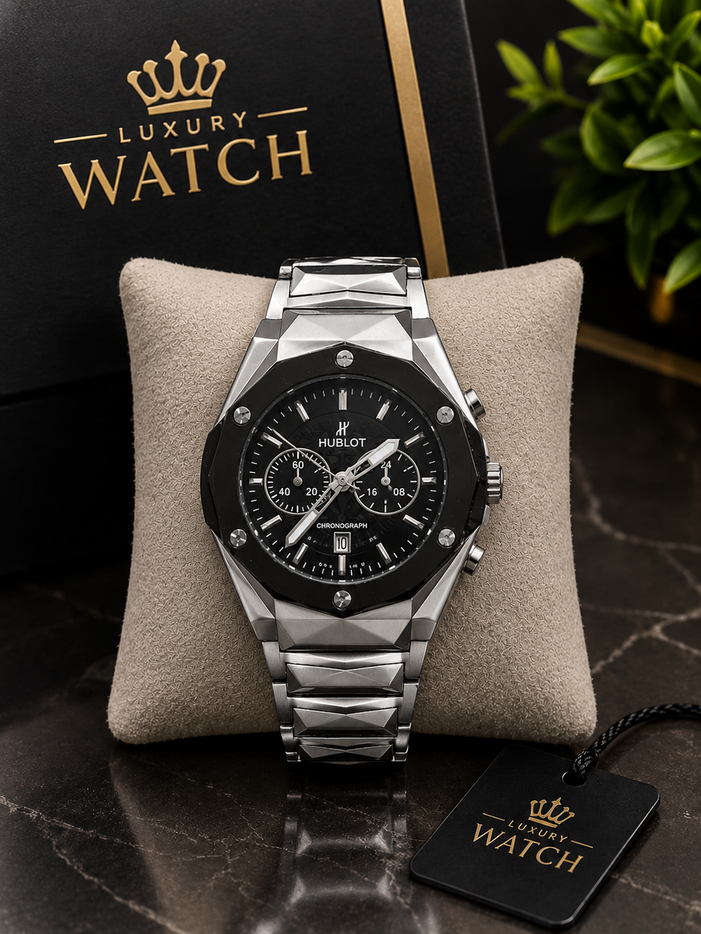 LUXURY SILVER CHRONOGRAPH WATCH – MEN’S