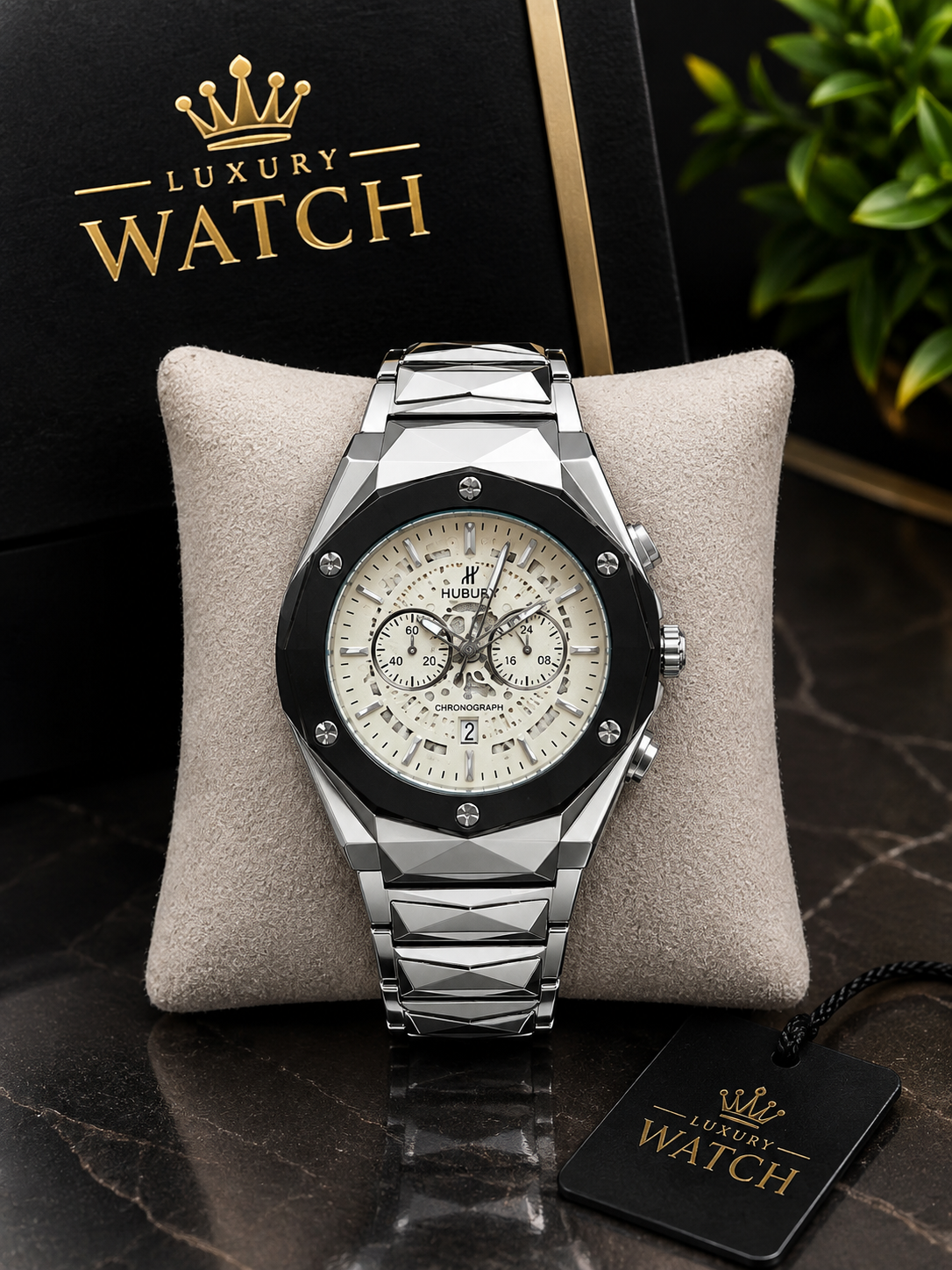 LUXURY SILVER CHRONOGRAPH WATCH – MEN’S