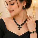Elegant Crystal Leaf Necklace & Earrings Set