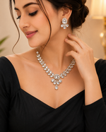 Elegant Crystal Leaf Necklace & Earrings Set
