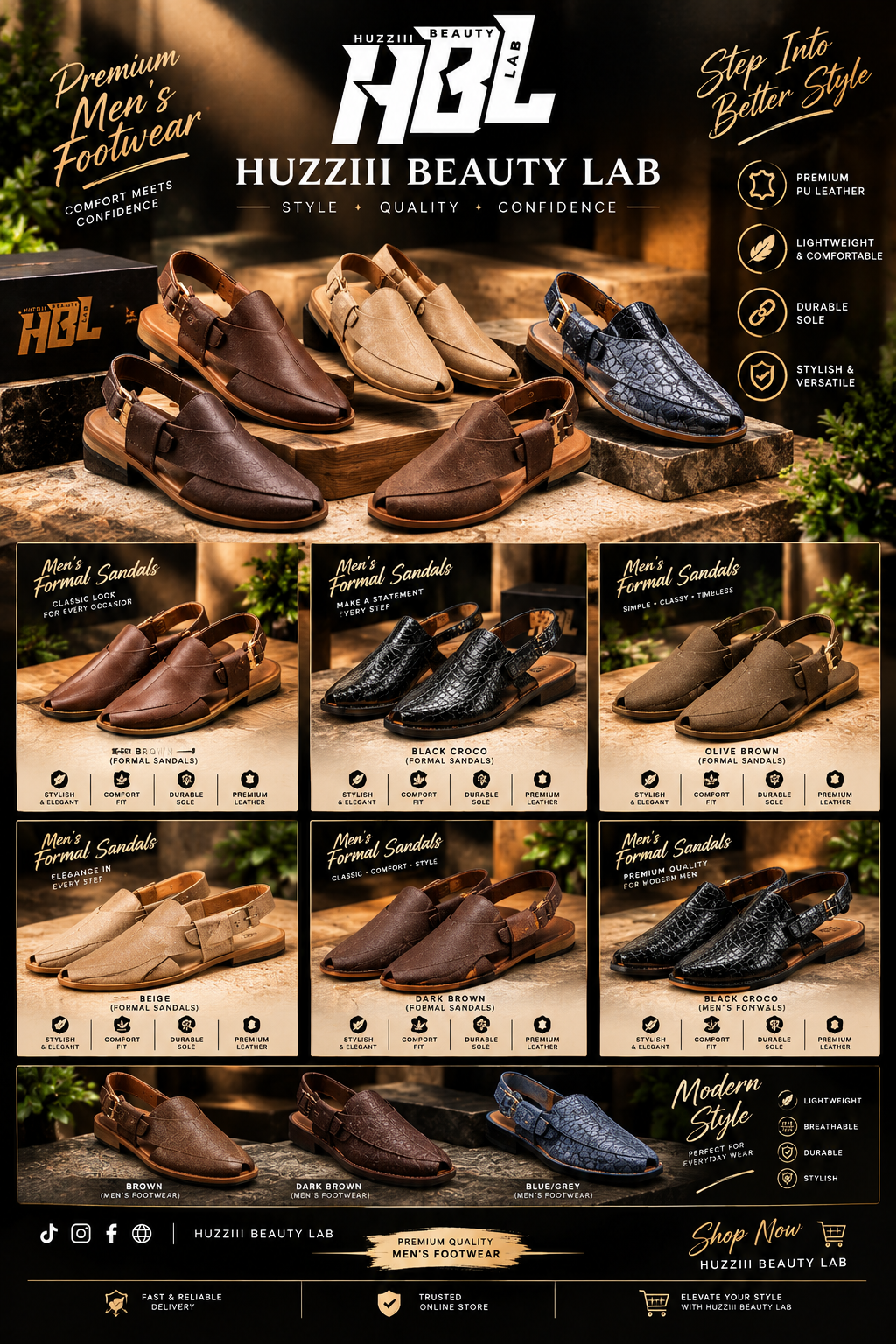 Premium Men’s Traditional Sandals – Classic Leather Peshawari Style
