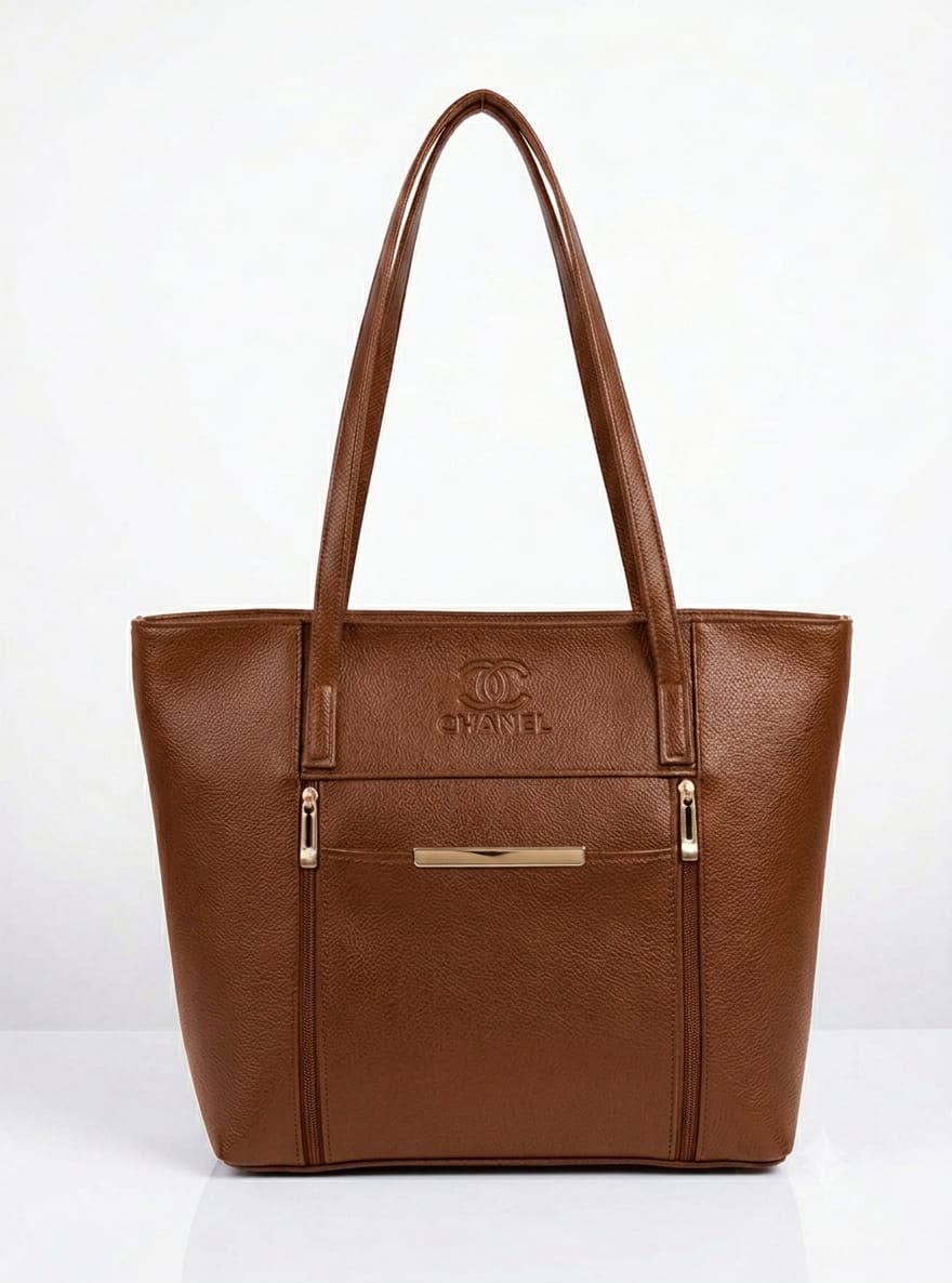 Premium Brown Leather Tote Handbag