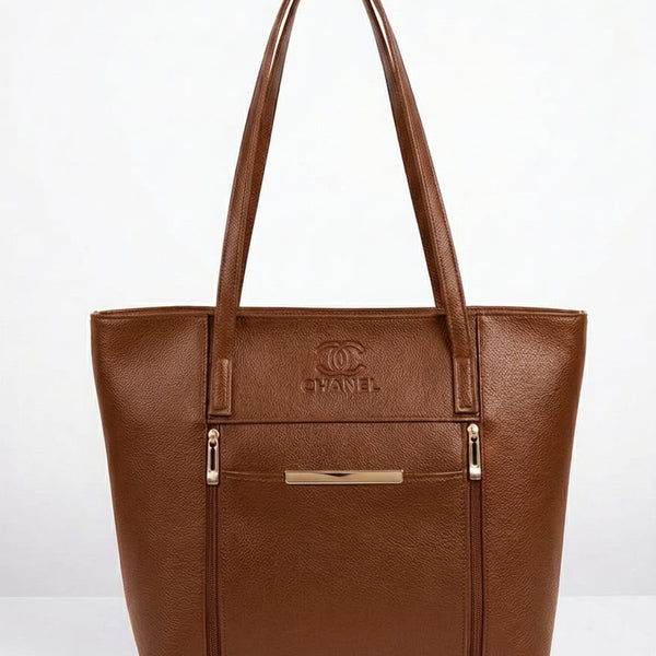 Premium Brown Leather Tote Handbag