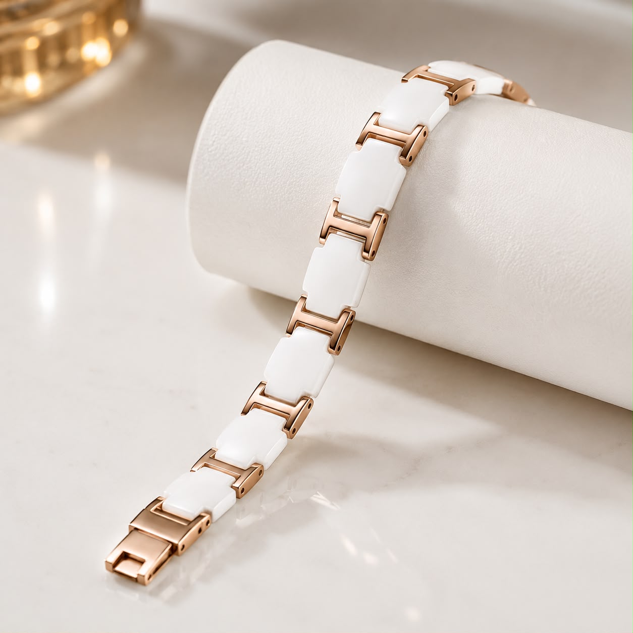 White & Rose Gold Luxury Link Bracelet