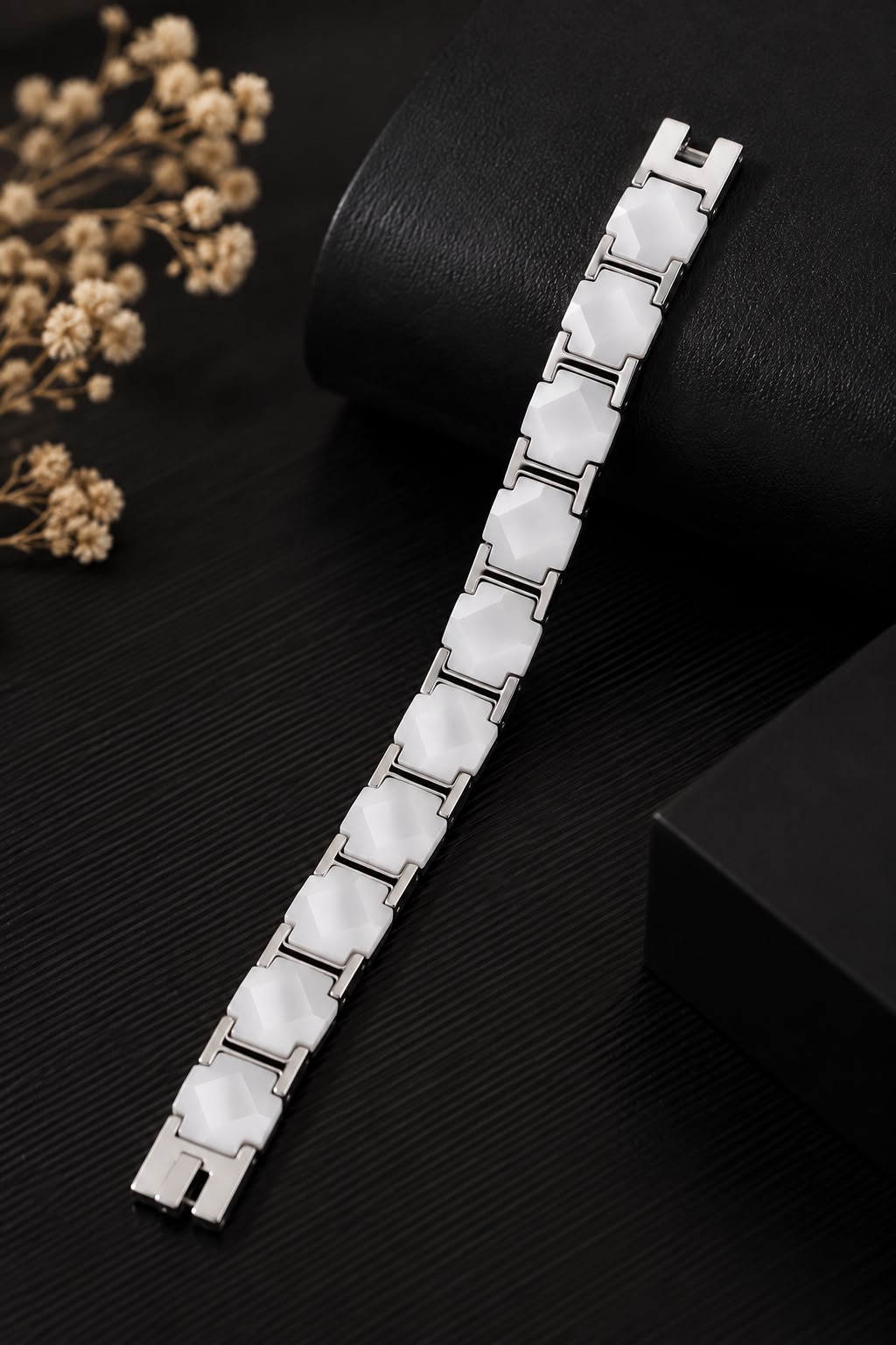 Men’s Premium Silver Geometric Link Bracelet