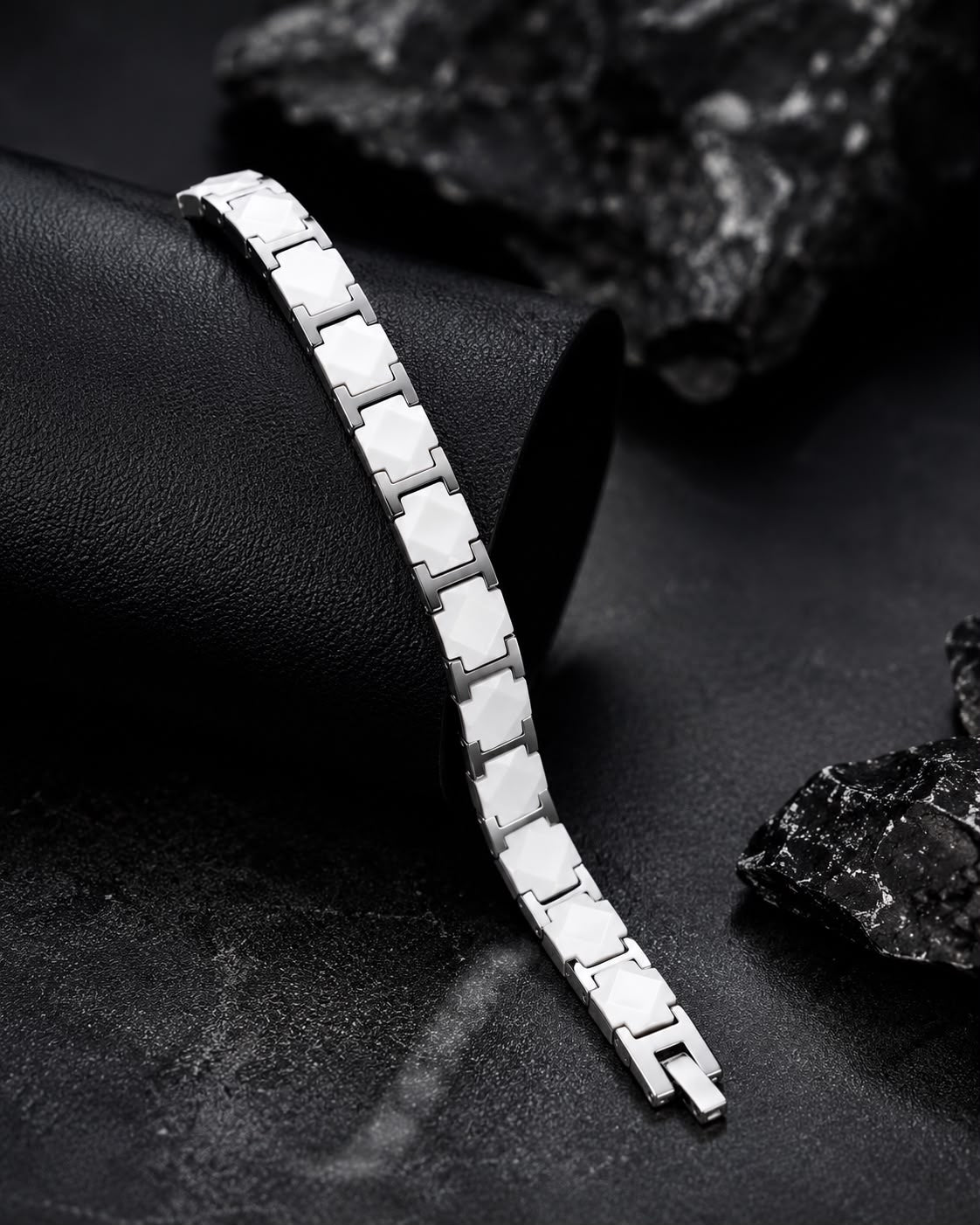 Men’s Premium Silver Geometric Link Bracelet
