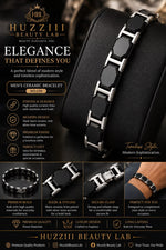 Men’s Black Ceramic Bracelet – Premium Silver-Tone Luxury Design