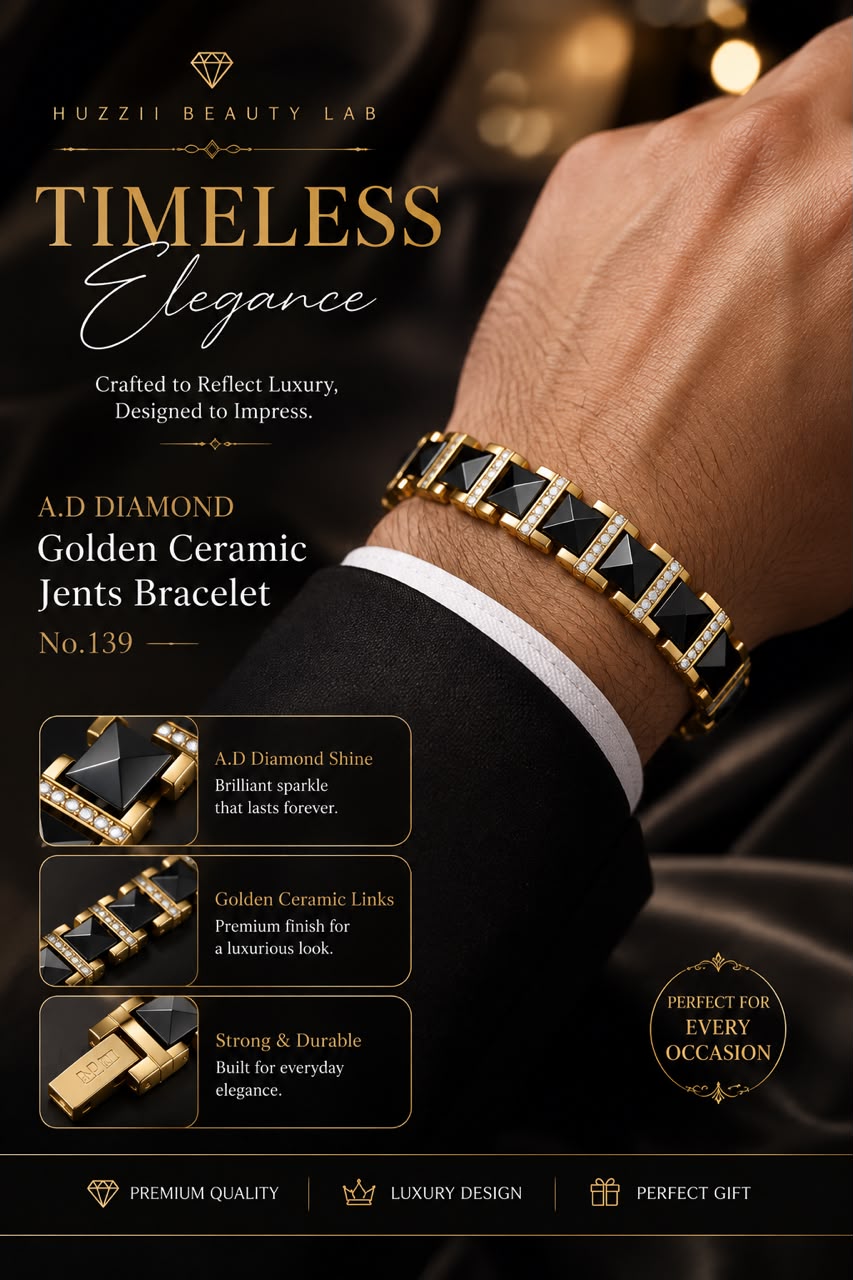 Golden Ceramic Gents Bracelet | Premium Luxury Bracelet