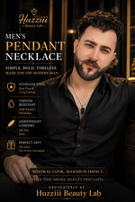 Men’s Premium Pendant Necklace – Black & White Pendant with Gold & Silver Chain