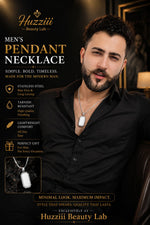 Men’s Premium Pendant Necklace – Black & White Pendant with Gold & Silver Chain
