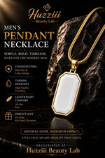 Men’s Premium Pendant Necklace – Black & White Pendant with Gold & Silver Chain