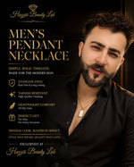 Men’s Premium Pendant Necklace – Black & White Pendant with Gold & Silver Chain