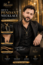 Men’s Premium Pendant Necklace – Black & White Pendant with Gold & Silver Chain