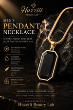 Men’s Premium Pendant Necklace – Black & White Pendant with Gold & Silver Chain