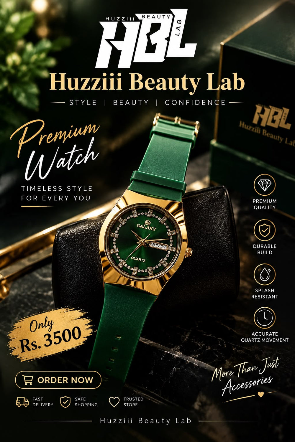Premium Emerald Luxe Galaxy Watch – Elegant Luxury Style
