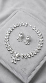 Elegant Crystal Leaf Necklace & Earrings Set