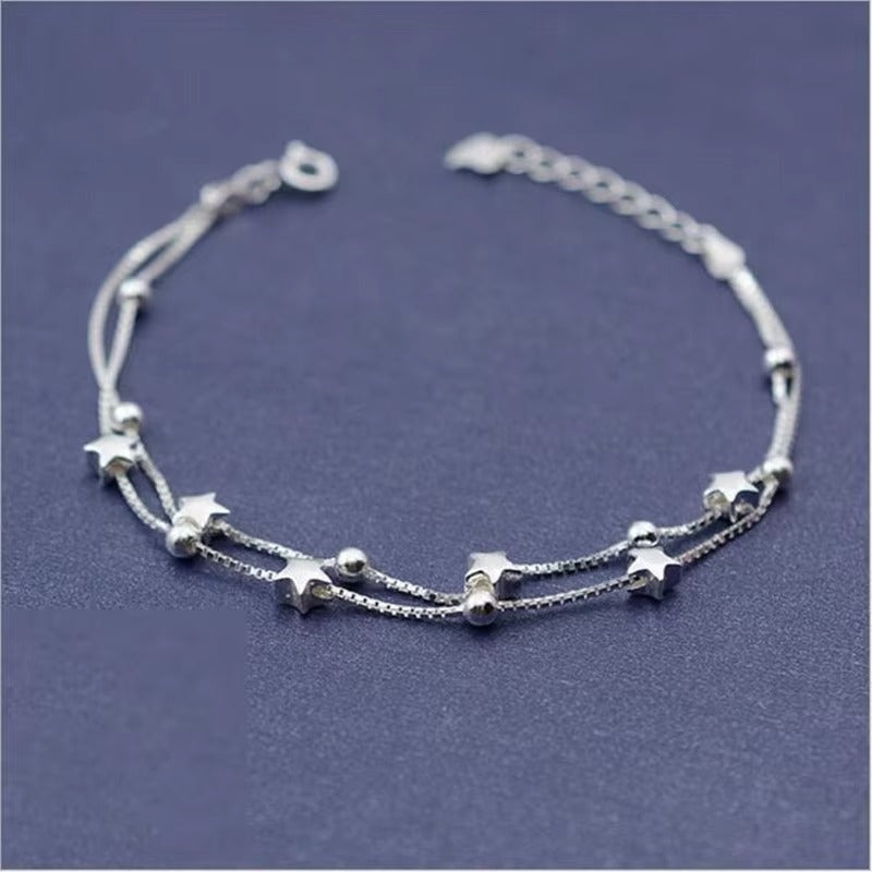 Silver Double Star Bracelet for Women New Arrival Wholesale Cute Style for Parties Weddings Gifts