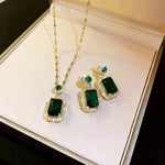 Factory Wholesale Popular Zircon Stainless Steel Jewelry Set Necklace and Earrings Set Crystal Ear Rings Necklaces for Women