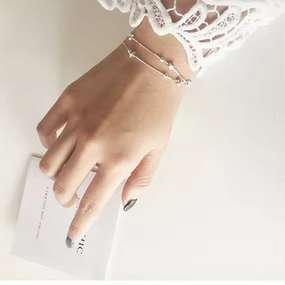 Silver Double Star Bracelet for Women New Arrival Wholesale Cute Style for Parties Weddings Gifts